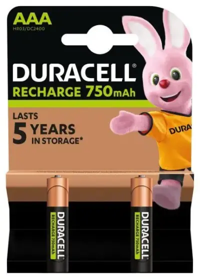 Set 2 batterie ministilo AAA ricaricabili 750 mAh pile NiMH