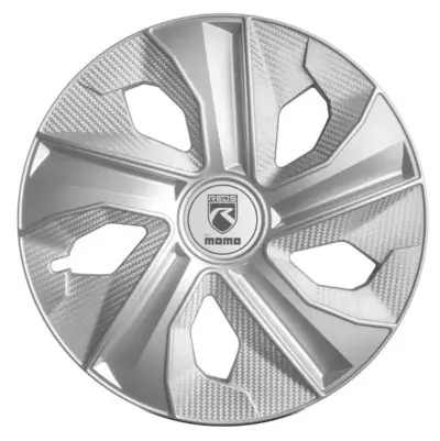 Set 4 copricerchi auto 16 pollici argento opaco effetto carbonio textured