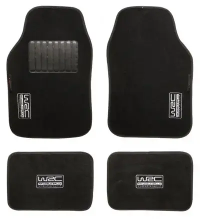 Set 4 tappetini auto universali in moquette nera resistente antiscivolo