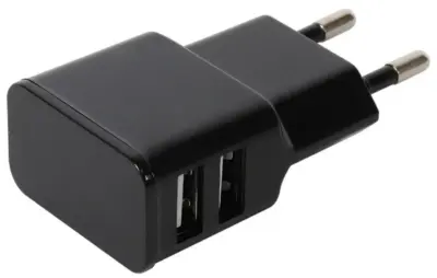 Set 5 caricabatterie USB da muro 2 porte 5V 2.4A nero universale