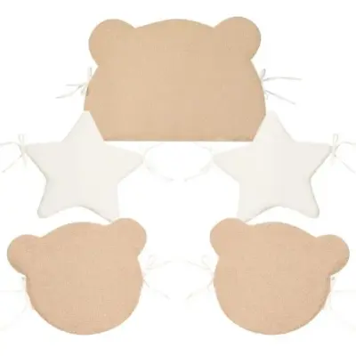 Set 5 cuscini paracolpi imbottiti protezione culla lettino beige morbidi