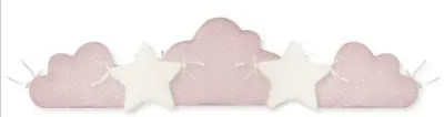 Set 5 cuscini paracolpi imbottiti protezione culla lettino rosa morbidi
