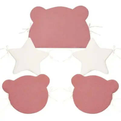 Set 5 cuscini paracolpi imbottiti protezione culla lettino rosa morbidi
