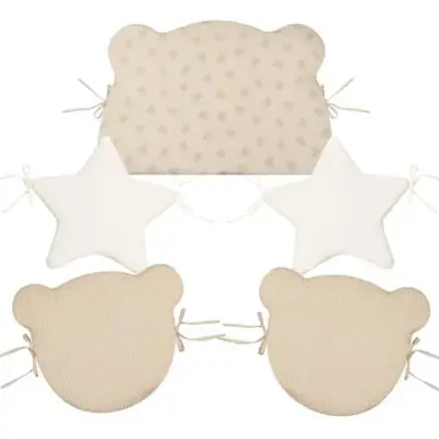 Set 5 cuscini paracolpi imbottiti protezione lettino culla morbidi tortora