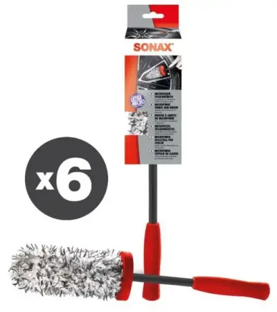 Set 6 spazzole microfibra pulizia cerchioni auto accessori lavaggio