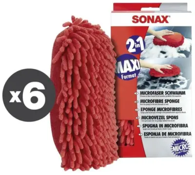 Set 6 Spugne Microfibra Lavaggio Auto Pulizia Dettaglio Veicoli