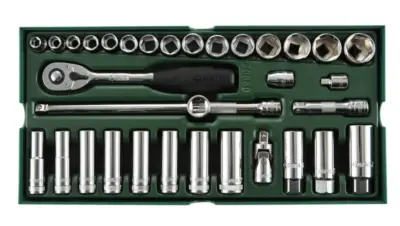 Set bussole esagonali metriche 33 pezzi con vassoio in acciaio 3/8 pollici