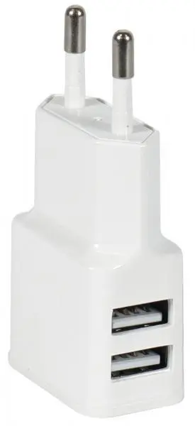 Set caricabatterie da viaggio universale doppia porta USB 5V 2.4A bianco