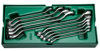 Set chiavi a bussola offset 10 pezzi in acciaio con vassoio organizer