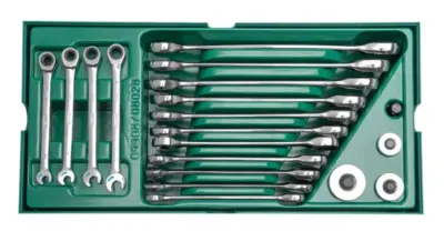 Set chiavi combinate cricchetto adattatori kit utensili officina meccanica 19