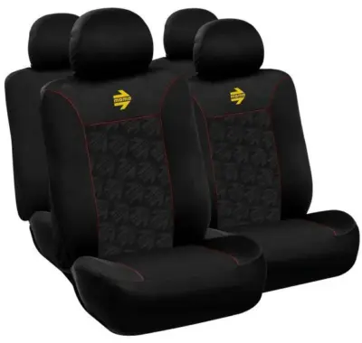 Set completo coprisedili auto tessuto nero rosso protezione sedili