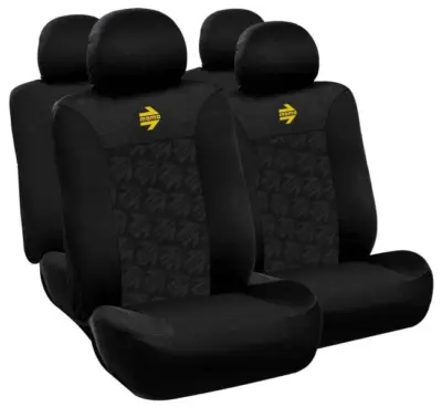Set completo coprisedili auto universali tessuto nero resistente ergonomici