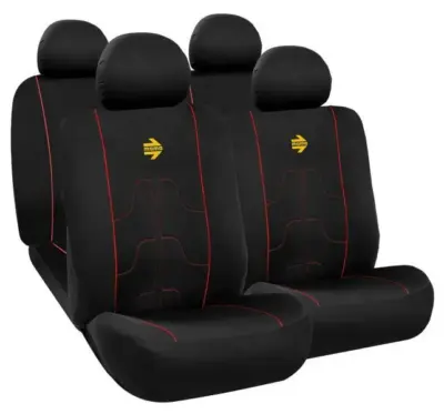 Set completo coprisedili auto universali tessuto nero rosso elegante sportivo