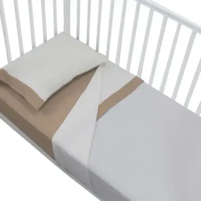 Set coprimanopole lettino tessuto mussola morbido tortora