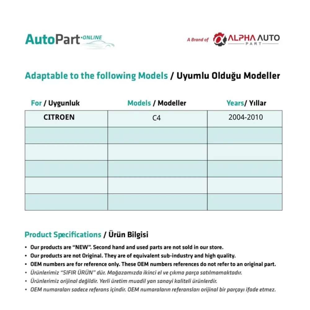 Set di Riparazione Vetro Sinistro per Citroen C4