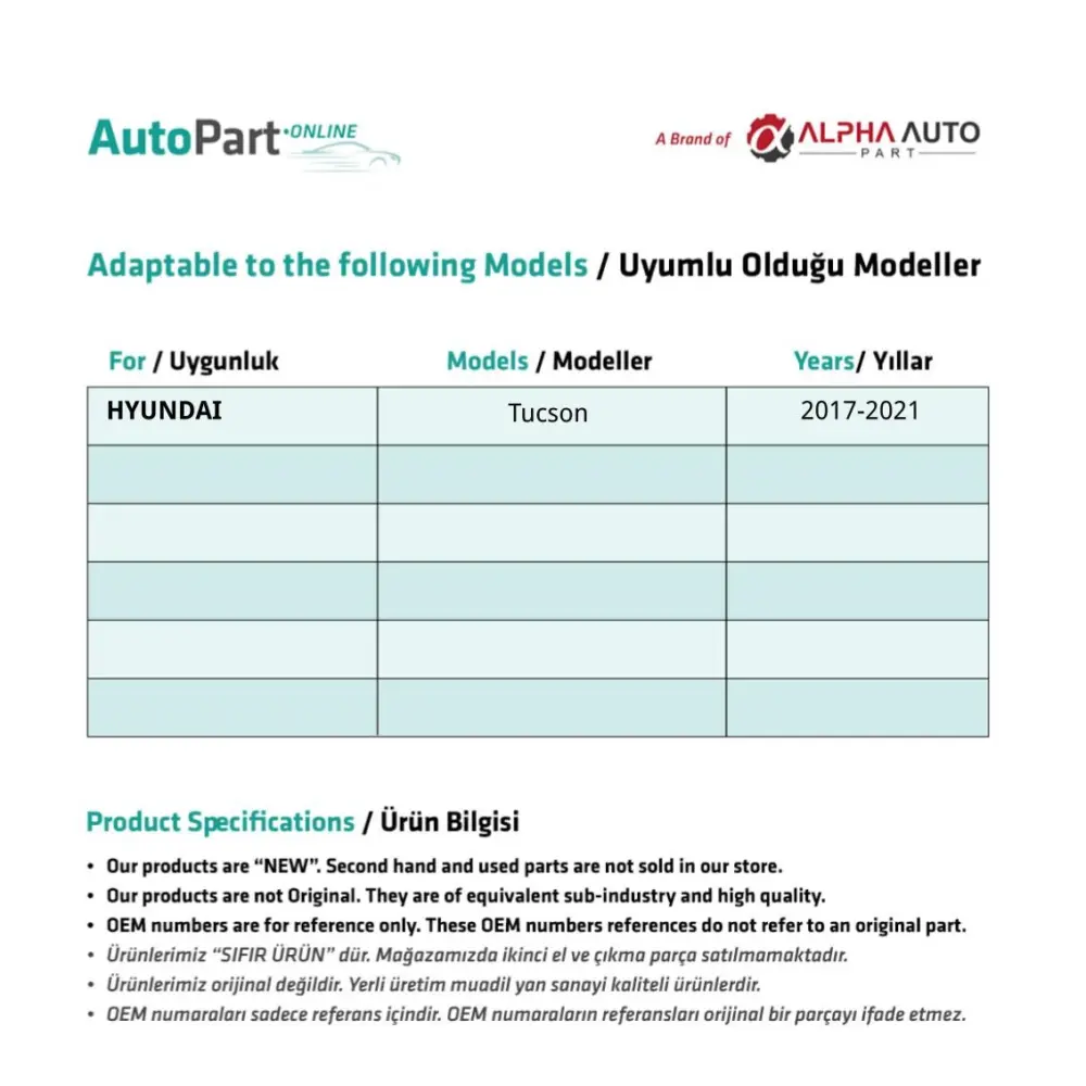 Set di Supporti in Plastica per Parabrezza Anteriore per Hyundai Tucson