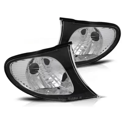 Set Indicatori Tuning Anteriore Cromato Nero Dx Sx per BMW Serie 3 E46 2001-2005