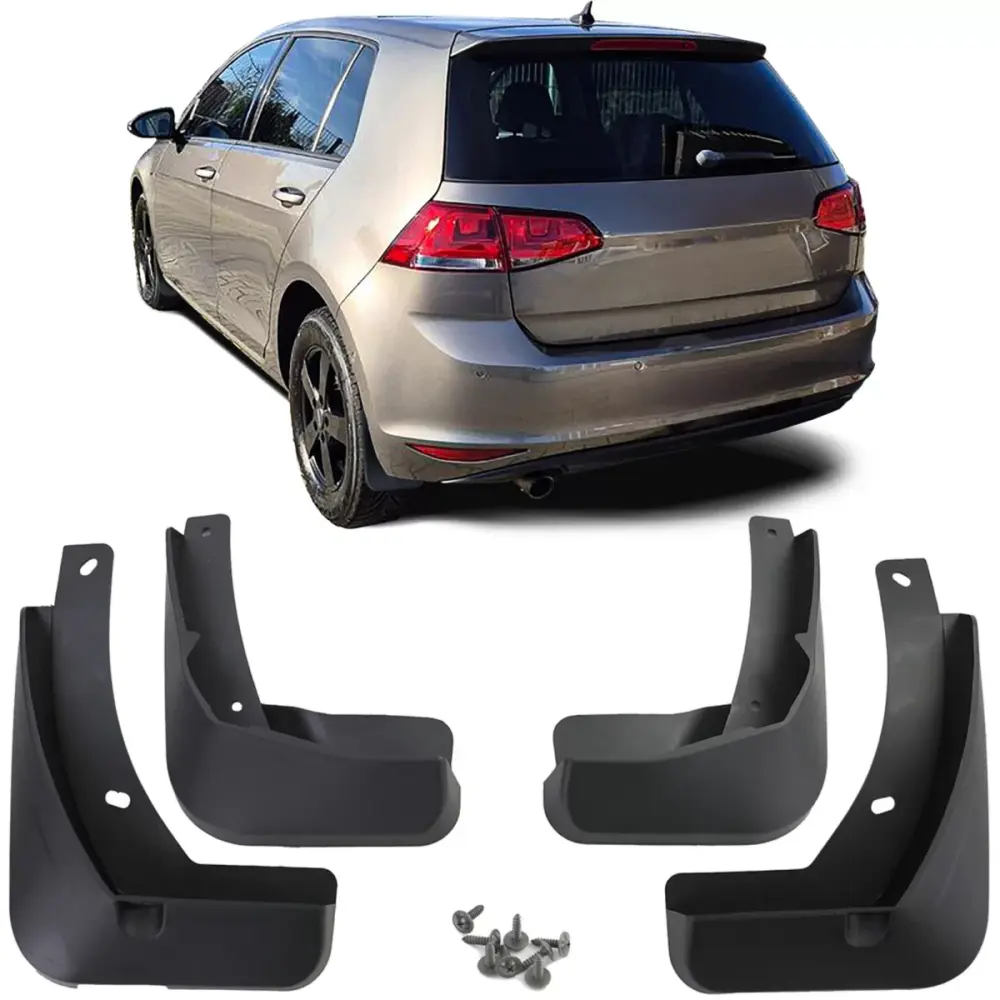 Set Paraspruzzi Anteriore e Posteriore Nero per Volkswagen Golf 7 12-17