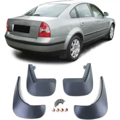 Set Paraspruzzi Anteriore e Posteriore Nero per Volkswagen Passat B5 3BG 00-05