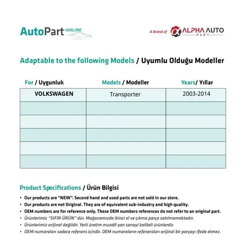 Set Riparazione Parabrezza Anteriore Destro-sinistro per Volkswagen Transporter