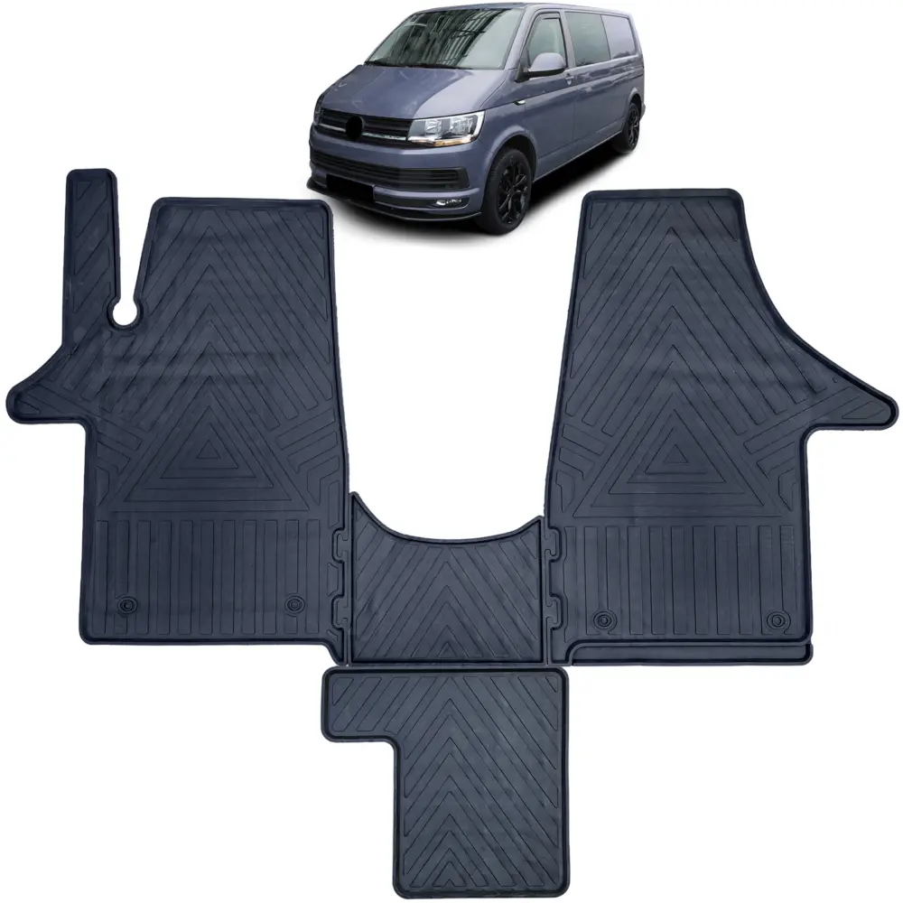Set Tappetini in Gomma 4 Pezzi per Volkswagen T5 T6 Bus Transporter 2003-2019