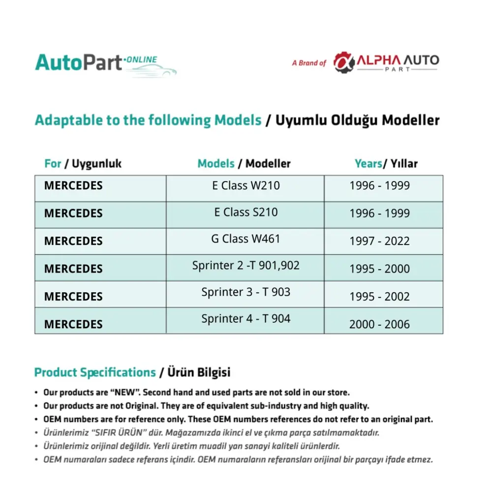 Set Tubi Iniettori per Mercedes Sprinter (anni Non Specificati)