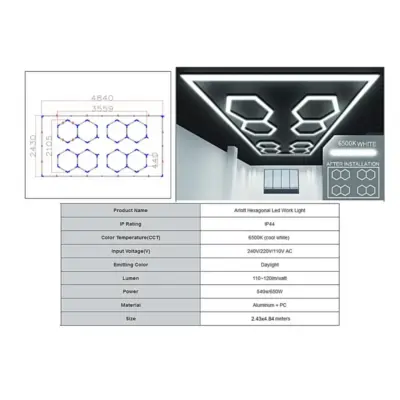 Sistema Luce a Soffitto Esagonale Honeycomb 3,56x2,10 M Universale