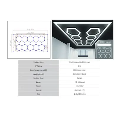 Sistema Luci a Nido D'ape Esagonale Soffitto 3,94x2,10 M Universale