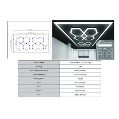 Sistema Luci a Soffitto Esagonale 3,56x1,86 M Universale