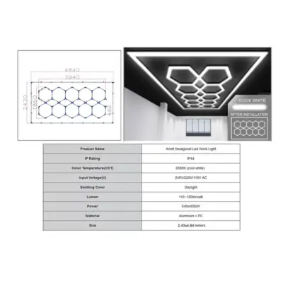 Sistema Luci a Soffitto Esagonale Honeycomb 3,94 X 1,86 M Universale