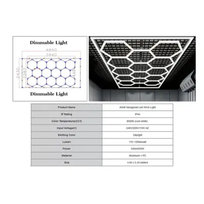 Sistema Luci a Soffitto Esagonale Honeycomb 3,94x2,29 M Dimmerabile Universale