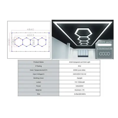 Sistema Luci a Soffitto Esagonale Honeycomb 4,03x1,18 M Universale