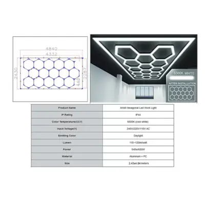 Sistema Luci a Soffitto Esagonale Honeycomb 4,33x2,28 M Universale