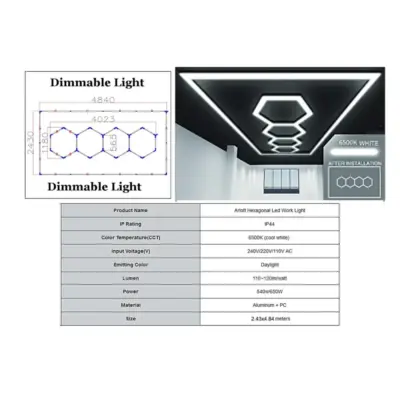 Sistema Luci a Soffitto Esagonale Honeycomb Dimmerabile 4,03x1,18 M Universale