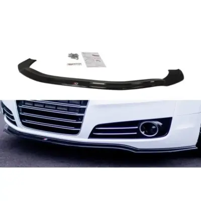 Spoiler Anteriore Nero Lucido per Audi A8 D4 2009-2013 Paraurti Standard