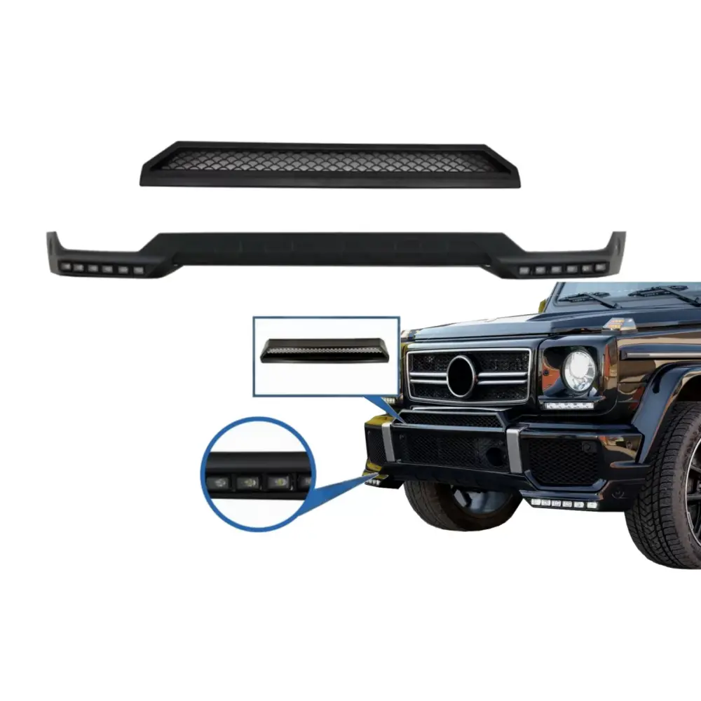 Spoiler Paraurti Anteriore LED DRL e Profilo Superiore Nero per Mercedes Classe