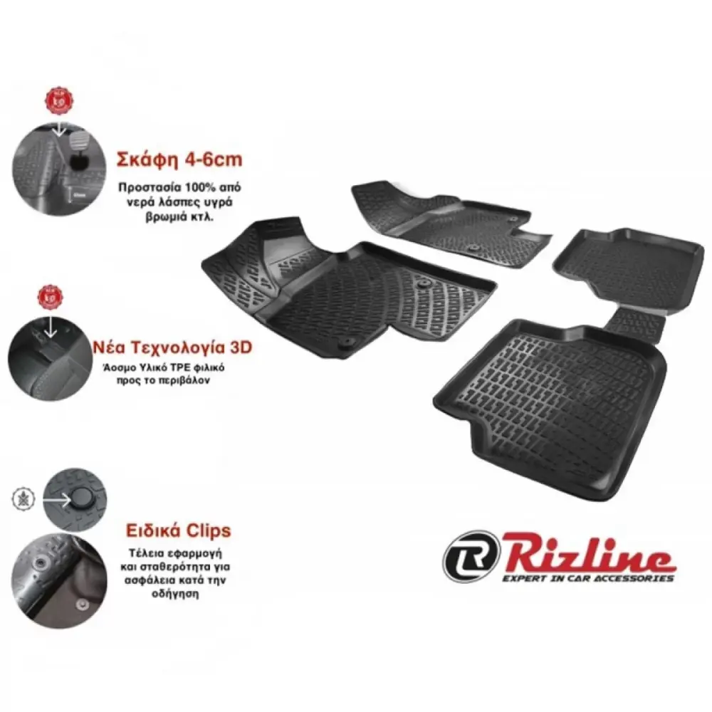 Tappetini 3D Gomma Tpe 4 Pezzi per Opel Vectra C 2002-2009 Nero