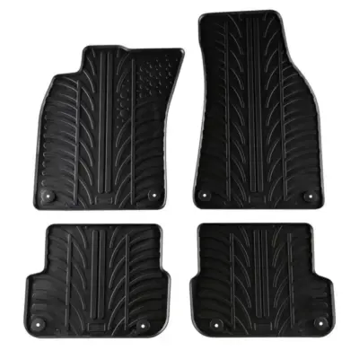 Tappetini Gomma Anteriori e Posteriori Neri 4 Pezzi per Audi A6 C6 2006-2010
