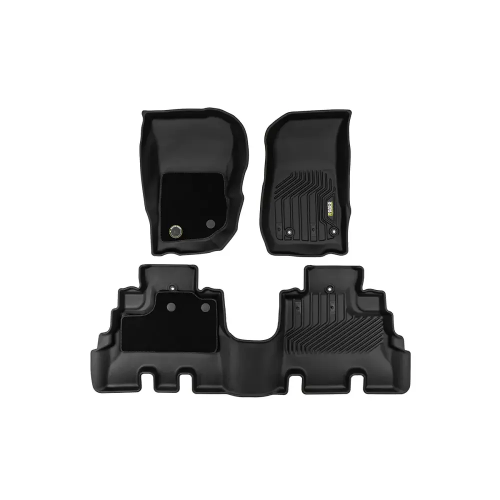 Tappetini Gomma e Moquette 3 Pezzi Neri per Jeep Wrangler 4 Porte 2006-2018