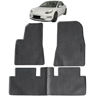 Tappetini Gomma Neri Premium Set per Tesla Model 3 2017-2023, Antiscivolo