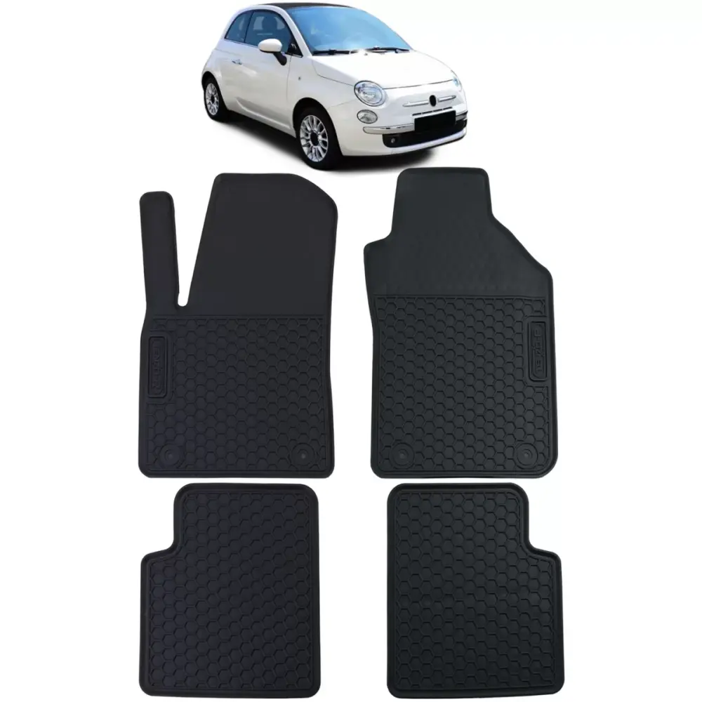 Tappetini Gomma Neri Set Completo per Fiat 500 500c 2007-2022