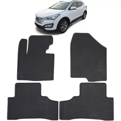 Tappetini Gomma Neri Set Completo per Hyundai Santa Fe 3 Dm 2012-2018
