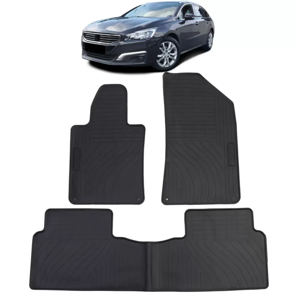 Tappetini Gomma Neri Set Completo per Peugeot 508 I 2010-2018