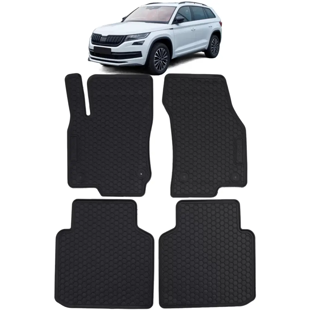 Tappetini Gomma Neri Set Completo per Skoda Kodiaq 2017-2023