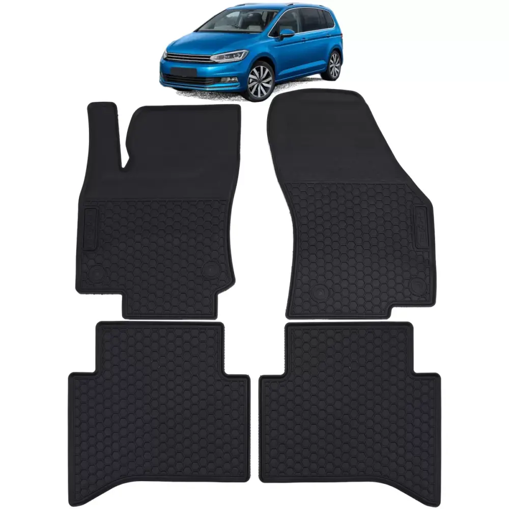 Tappetini Gomma Neri Set Completo per Volkswagen Touran Ii 5T dal 2015