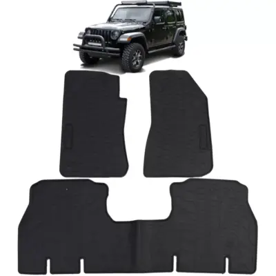 Tappetini Gomma Neri Set Premium per Jeep Wrangler Jl 4 Porte dal 2018