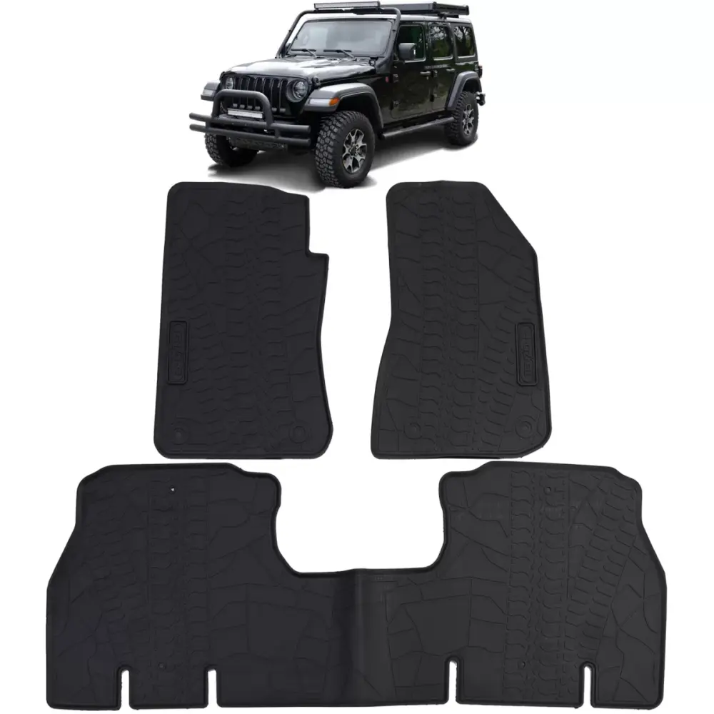 Tappetini Gomma Neri Set Premium per Jeep Wrangler Jl 4 Porte dal 2018