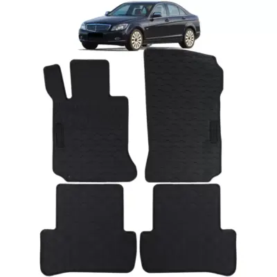 Tappetini Gomma Neri Set Premium per Mercedes Classe C W204 S204 07-11