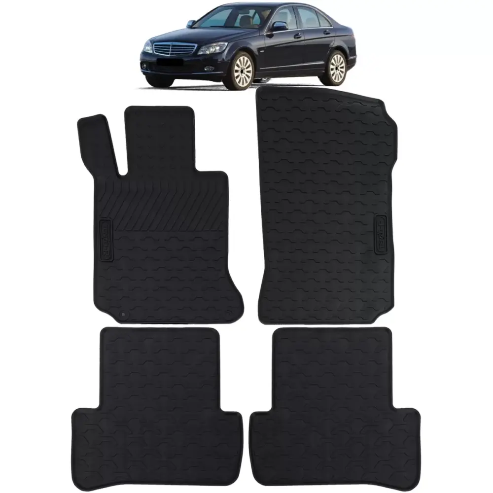 Tappetini Gomma Neri Set Premium per Mercedes Classe C W204 S204 07-11