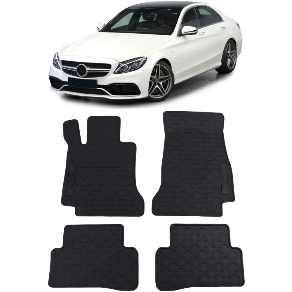 Tappetini Gomma Neri Set Premium per Mercedes Classe C W205 S205 14-22
